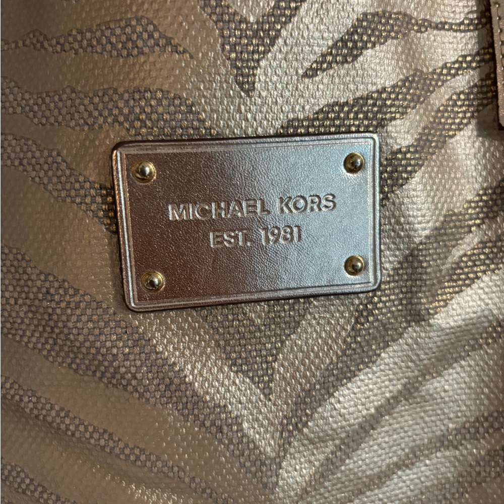 Michael Kors Gold and Silver Textured tote Bag
